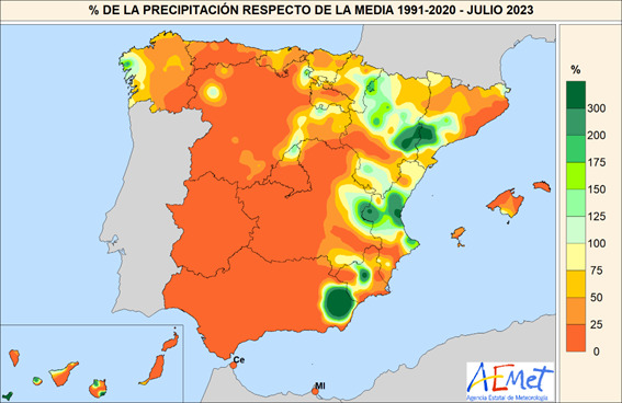 Anomalías de temperatura registradas en julio de 2023