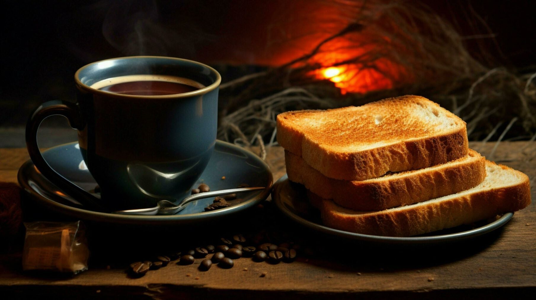 Café tostada lejos buen desayuno