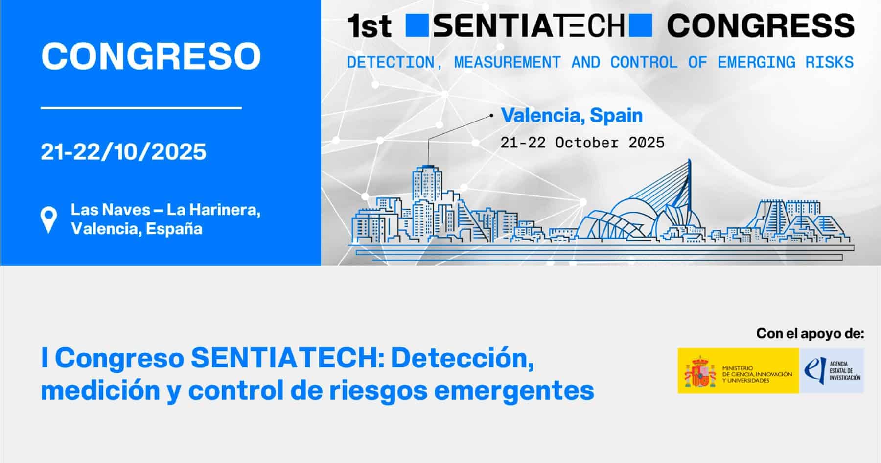 I Congreso SENTIATECH tecnologías salud medio ambiente días 21 y 22 octubre 2025 Valencia