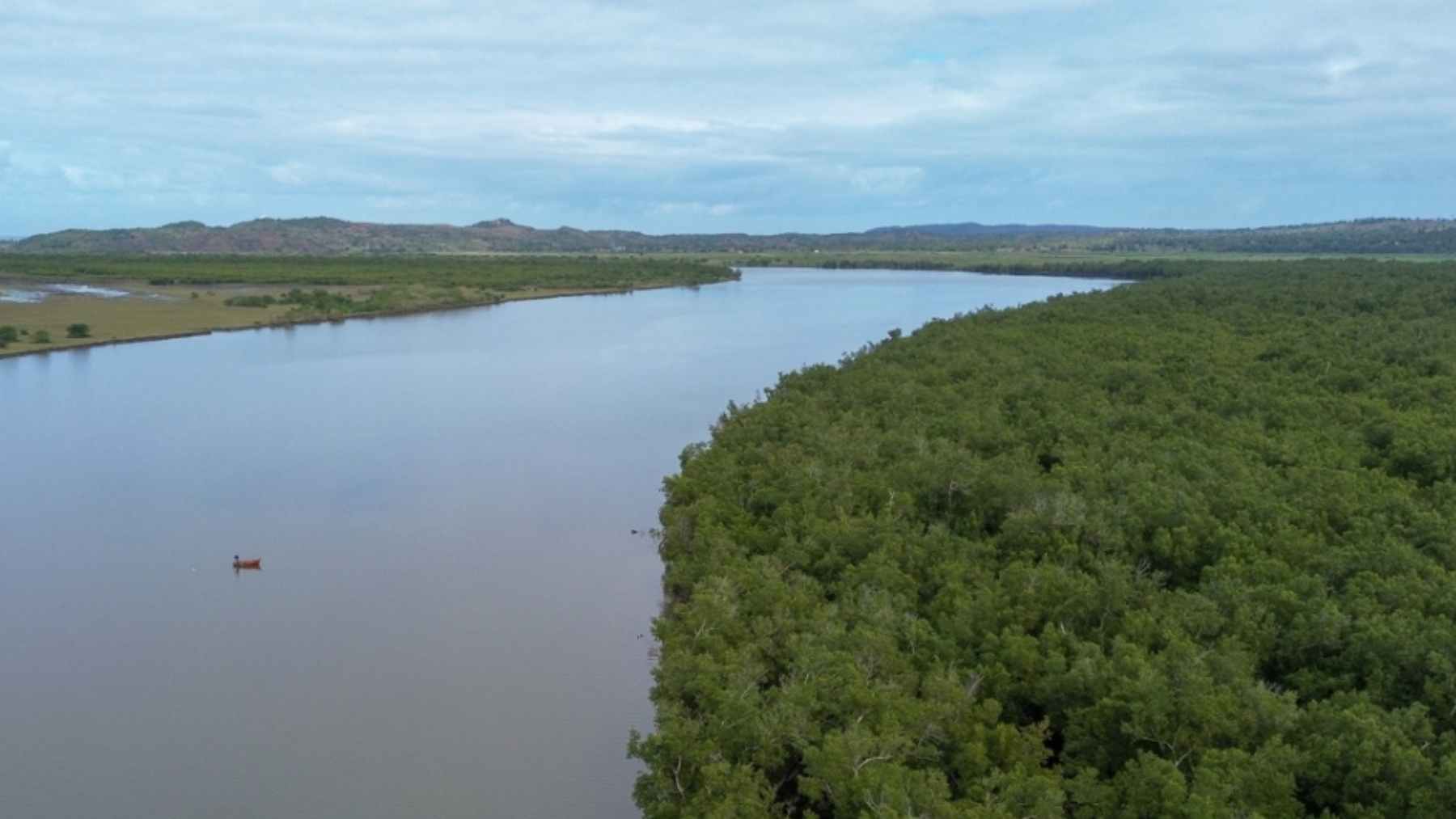Humedal con manglares y río en una zona natural protegida apoyada por la ONU