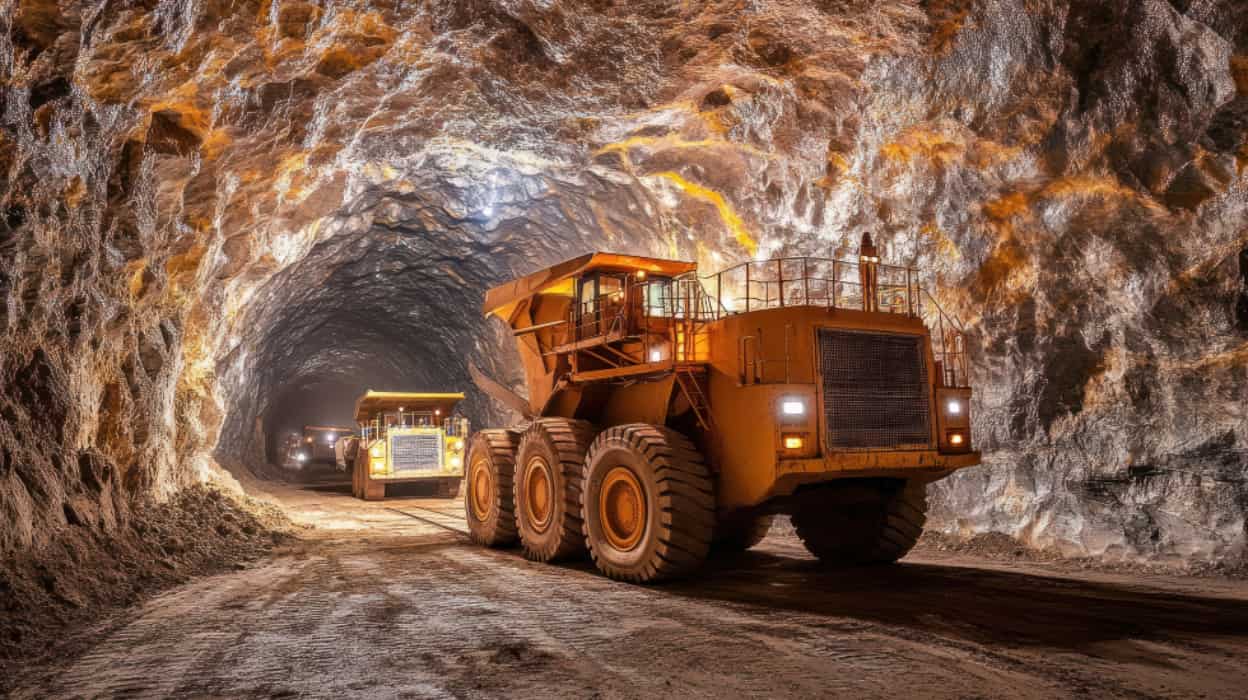 Tractor dentro de una minería