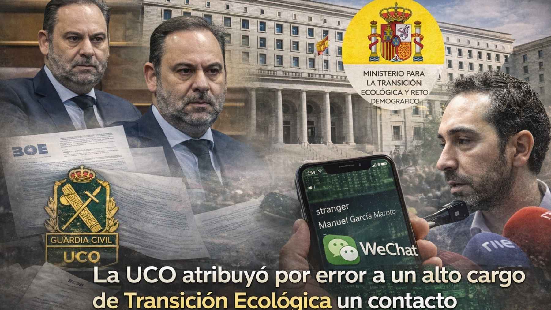 La UCO atribuyó por error a un alto cargo de Transición Ecológica un contacto de Aldama en WeChat