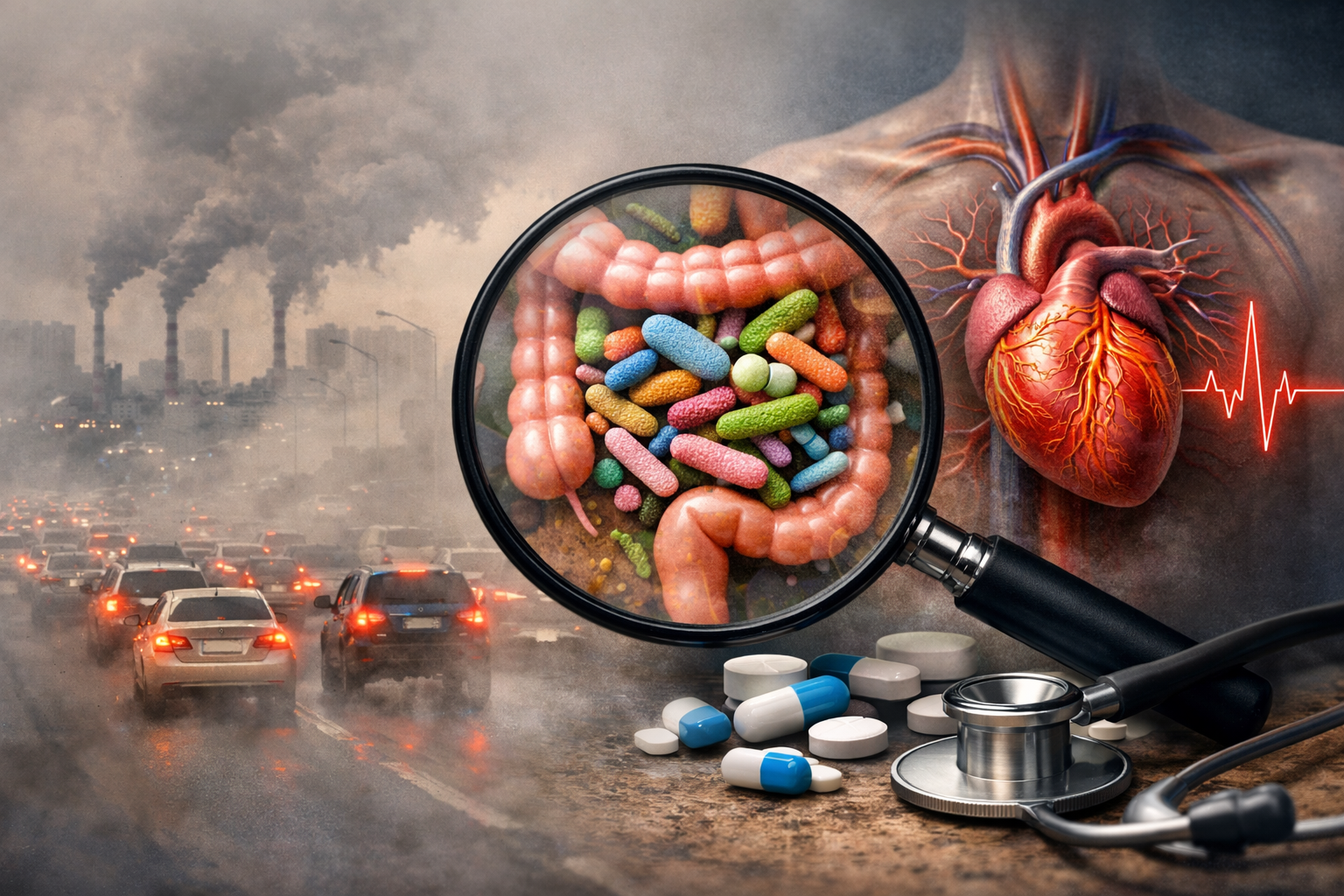 Efectos de la contaminación del aire en el microbioma intestinal y el corazón humano