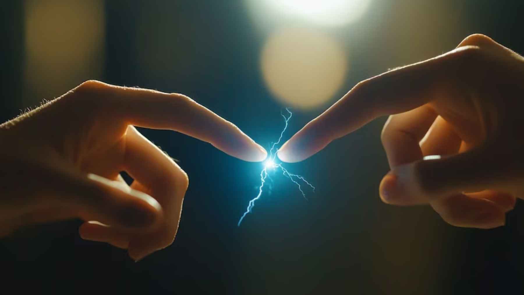 Descarga de electricidad estática al tocarse dos personas con los dedos