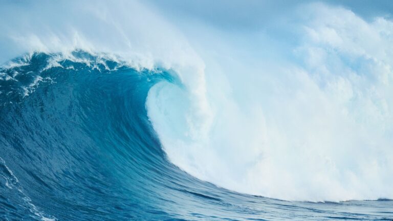 Gran ola en el océano Pacífico, símbolo del calentamiento récord del mar frente a Japón por la corriente Kuroshio.