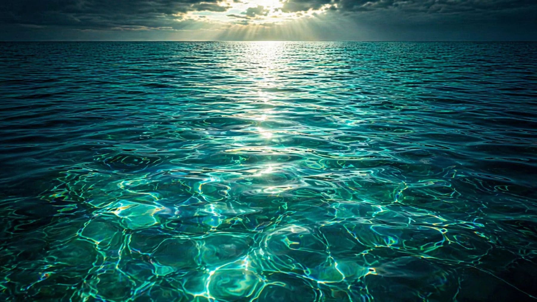 Superficie del océano con luz solar reflejada, relacionada con emisiones de metano y calentamiento global.