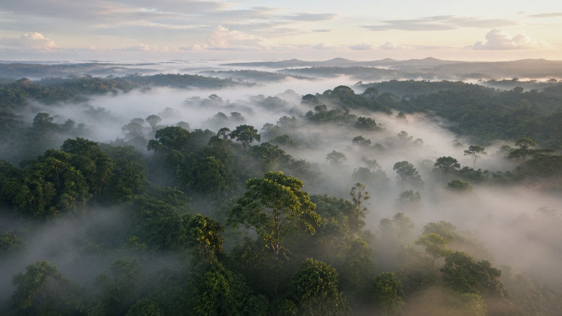 Niebla sobre la selva amazónica con microbios transportados en suspensión según estudio científico en torre ATTO.
