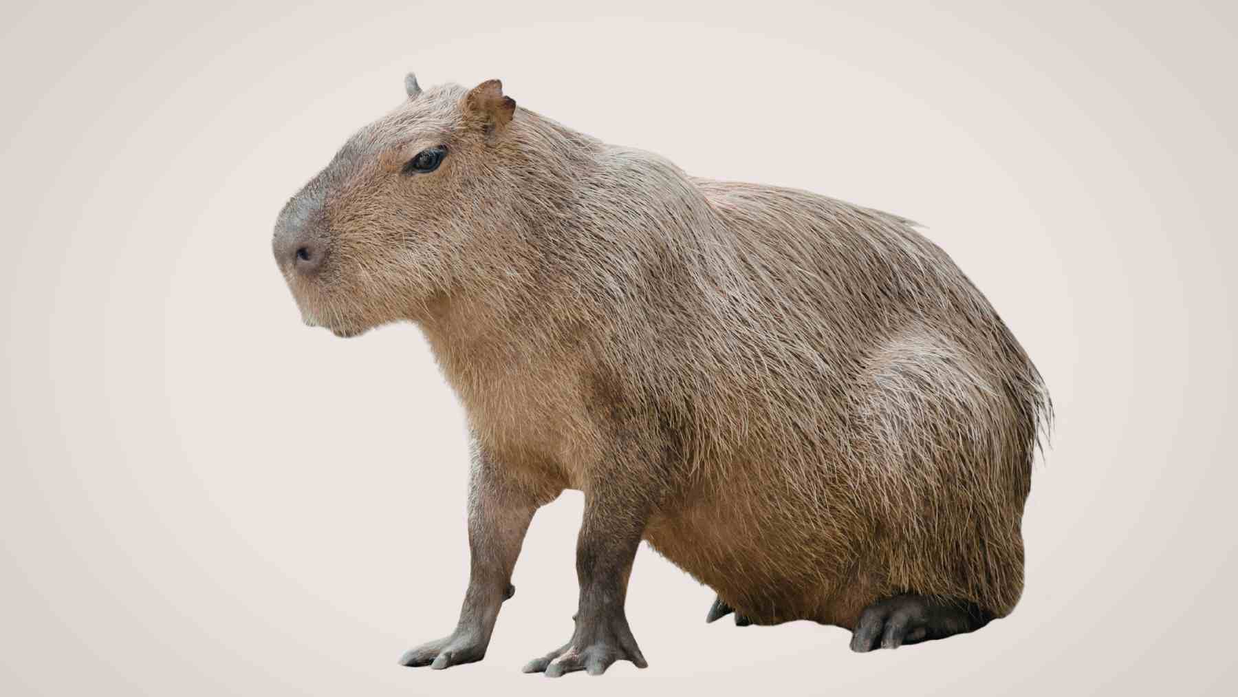Capibara sentado junto al agua en un humedal, conocido por convivir pacíficamente con caimanes.