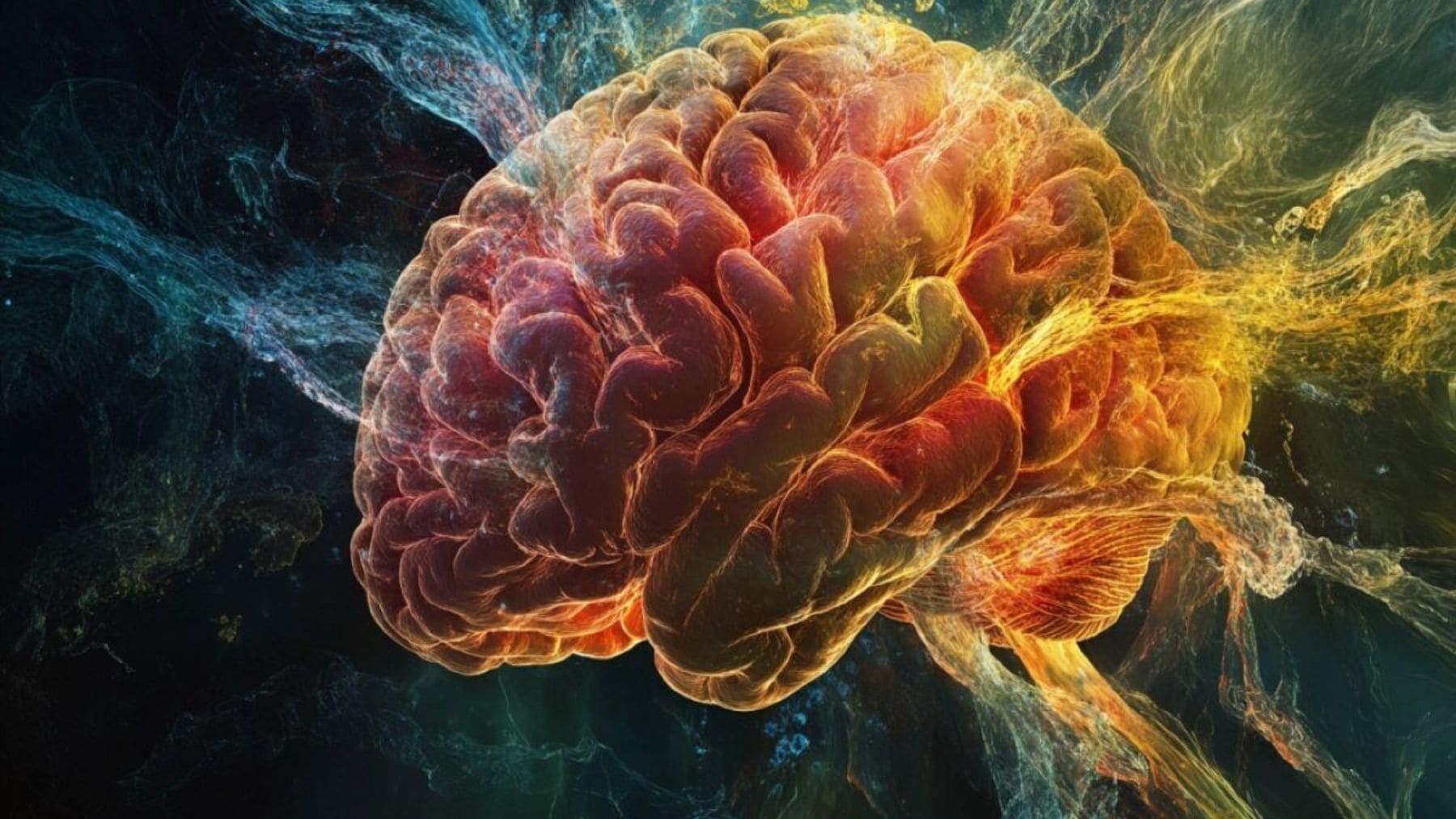 Imagen conceptual de un cerebro humano durante el proceso de limpieza del sistema glinfático relacionado con el movimiento corporal.