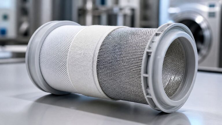 Filtro textil para lavadora capaz de eliminar microplásticos del agua con alta eficiencia desarrollado en Alemania.
