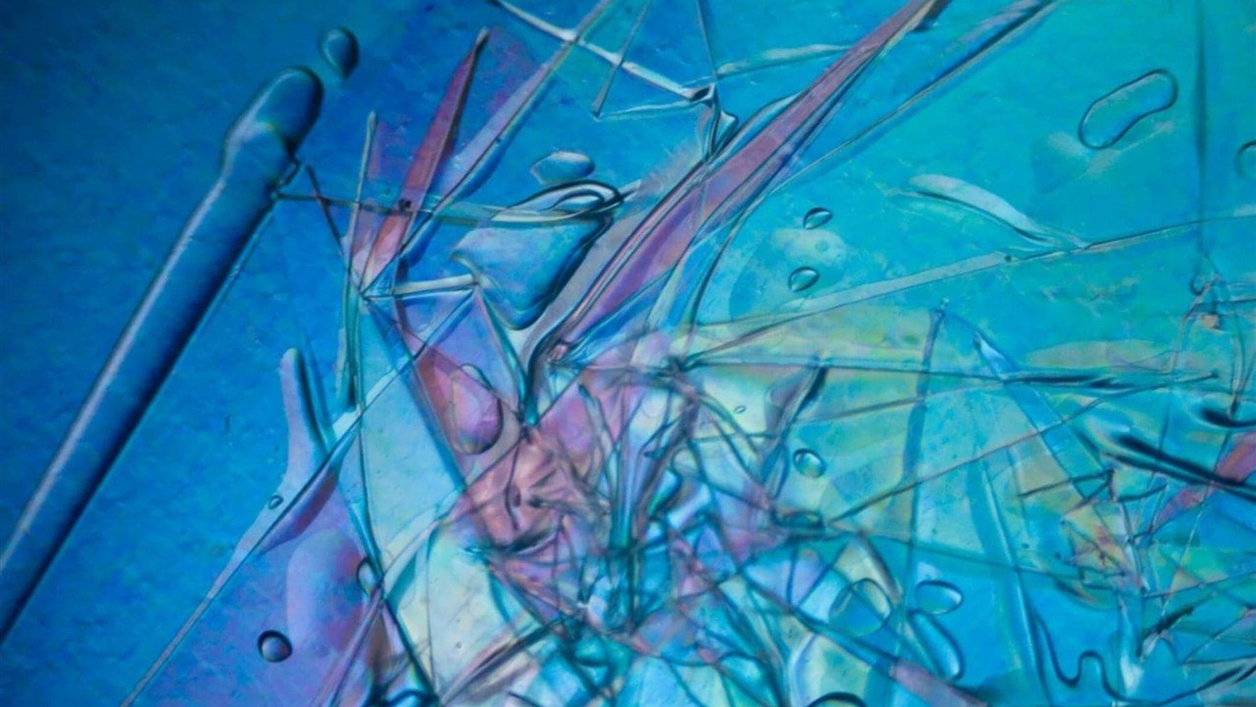 Microplásticos y nanoplásticos vistos al microscopio presentes en el agua potable del grifo.