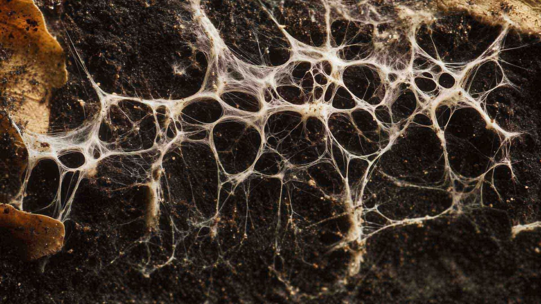 las redes de hongos bajo el suelo conectando raíces y almacenando carbono