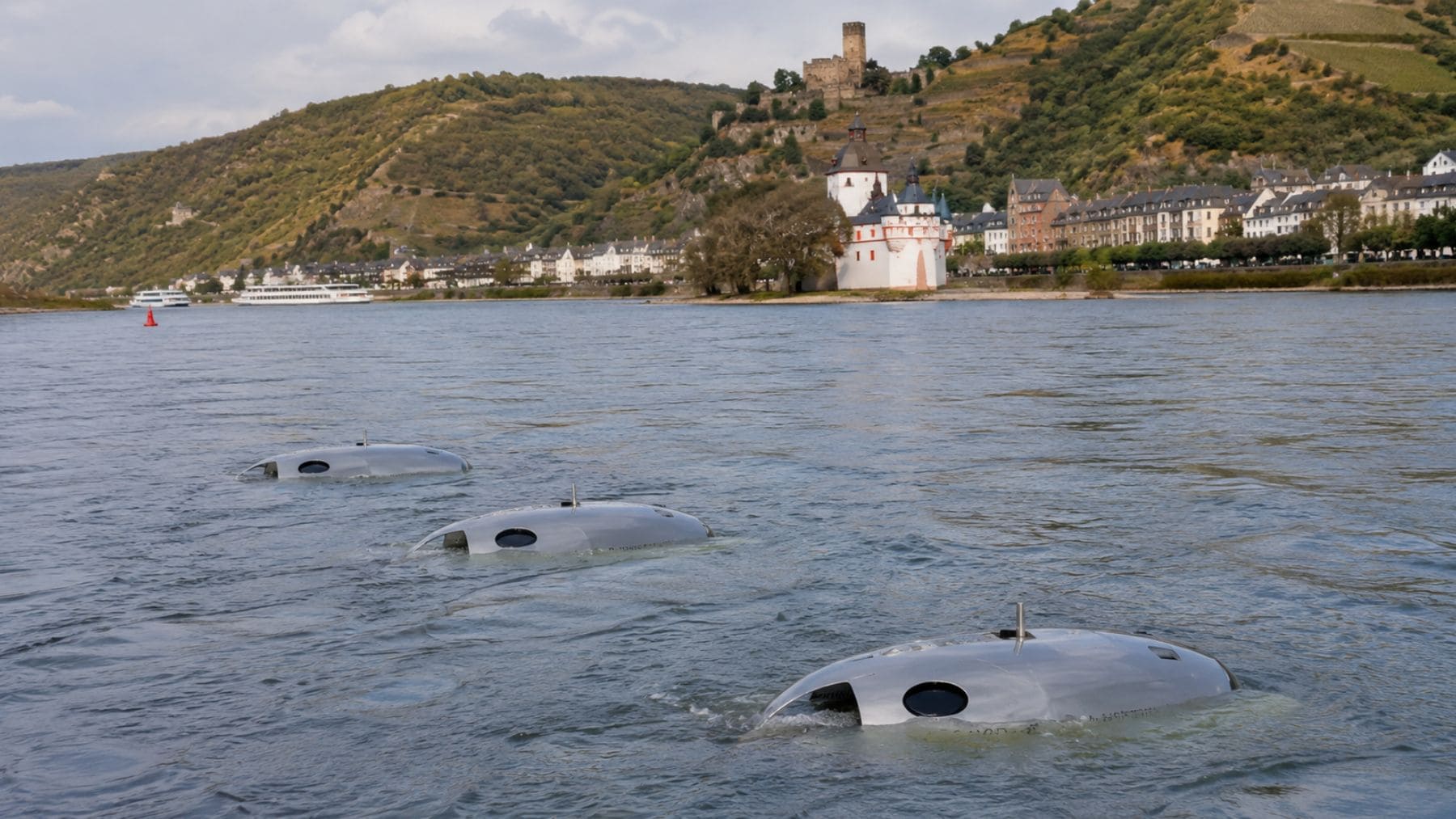 Turbinas invisibles Energyfish instaladas en el río Rin en Alemania para generar electricidad con la corriente del agua.