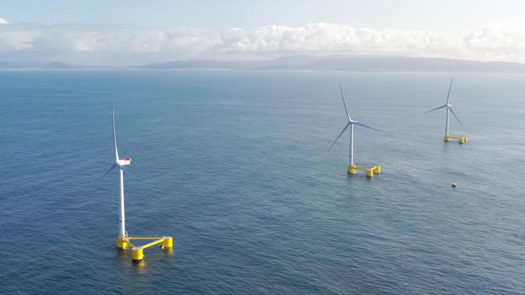 Parque eólico marino flotante WindFloat Atlantic frente a Portugal, donde un estudio ha identificado más de 270 especies marinas.