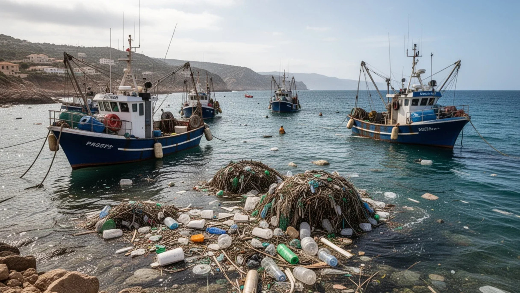 los pescadores catalanes limpian el mar durante una jornada de recogida de residuos marinos