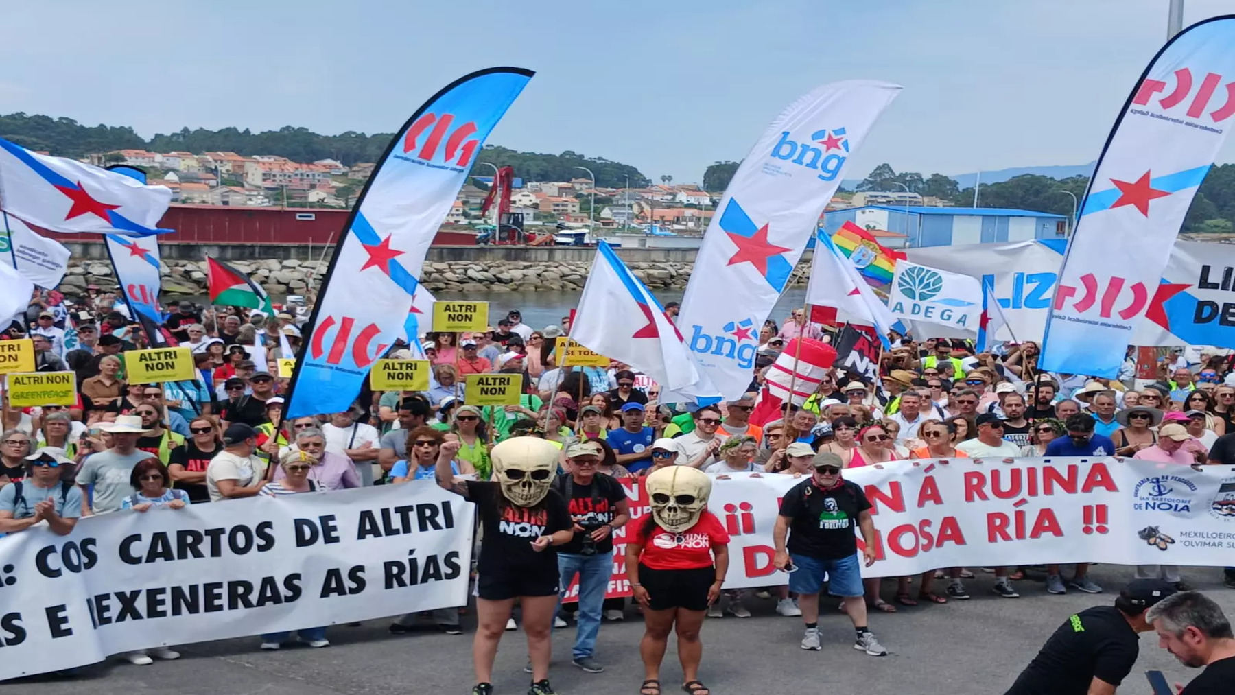 miles de personas rechazan Altri y la mina de Touro durante una movilización en Galicia