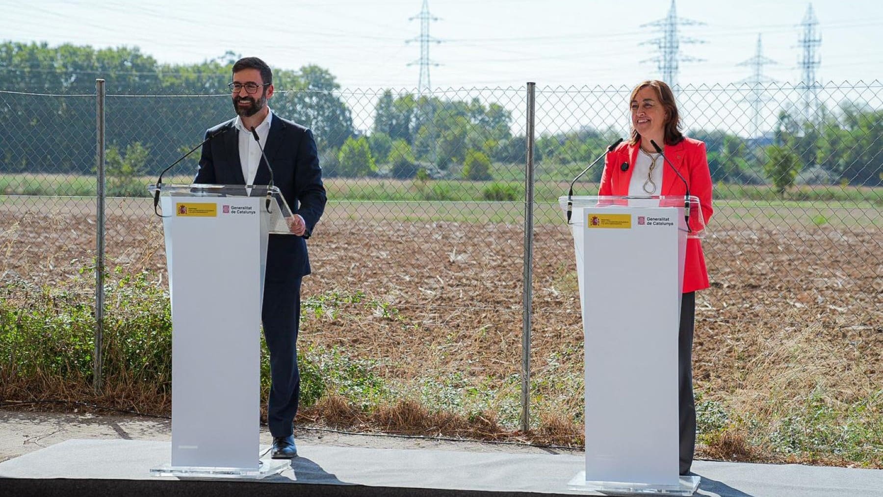 Joan Groizard y Silvia Paneque durante la presentación del plan de redes 2030 para Catalunya