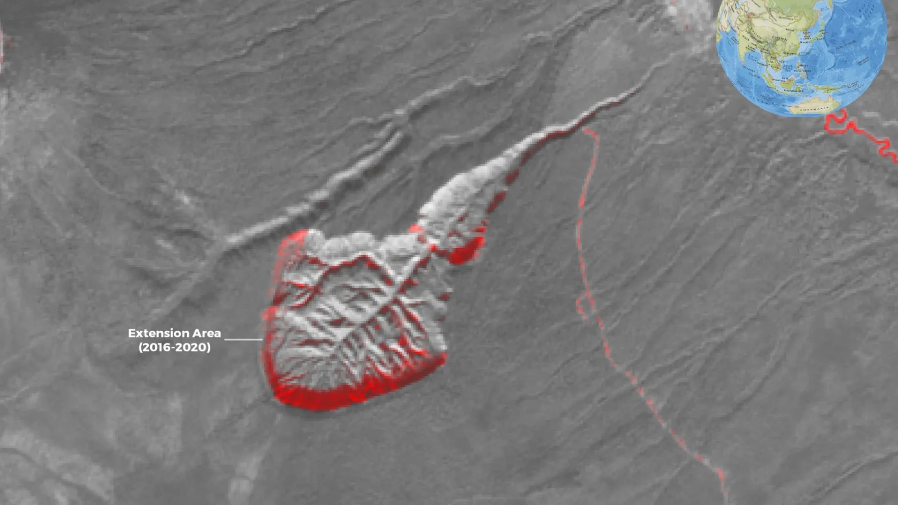 Imagen de satélite del megadeslizamiento de Batagaika en Yakutia, Siberia