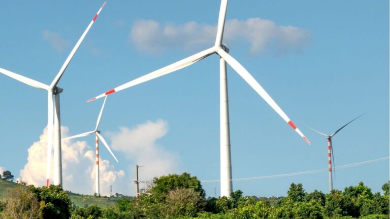 Aerogeneradores y paneles solares que ilustran la apuesta española por las renovables ante la COP31.