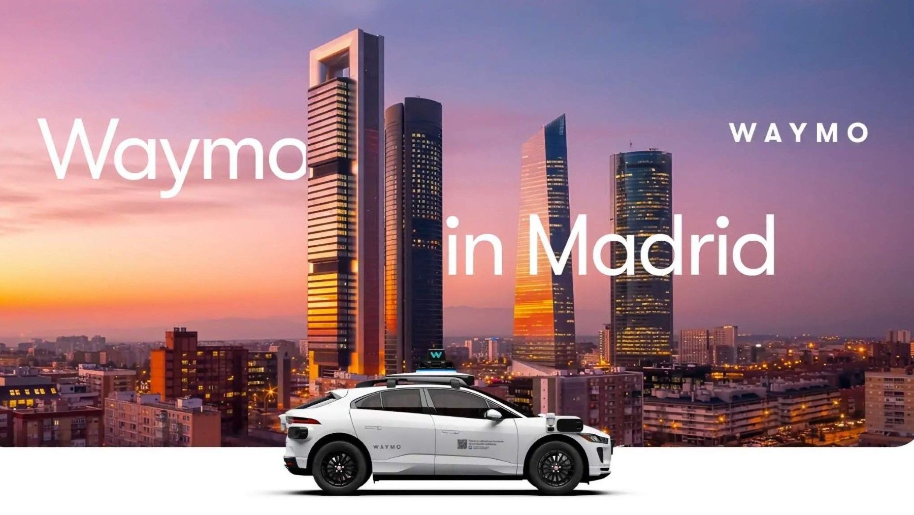 Jaguar I-PACE de Waymo con sensores durante las pruebas de coches autónomos en Madrid.