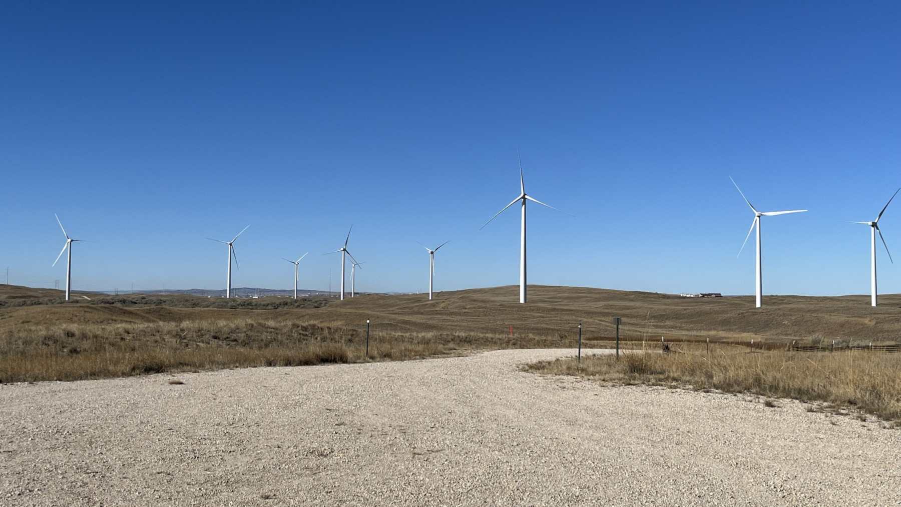 Parque eólico de Chevron cerca de Casper, en Wyoming, la ciudad cuyo vertedero de Casper enterró palas de aerogeneradores
